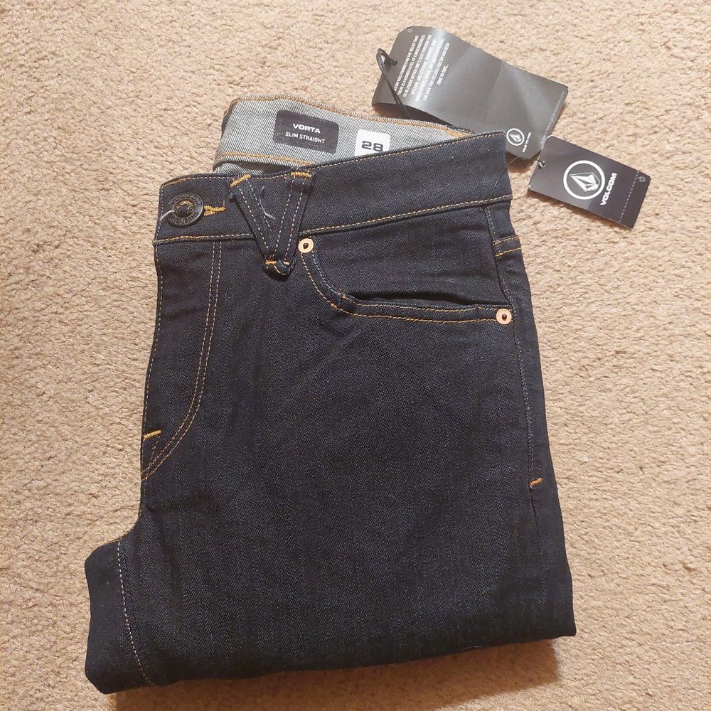 Volcom Vorta Dark Wash Slim Straight Jeans